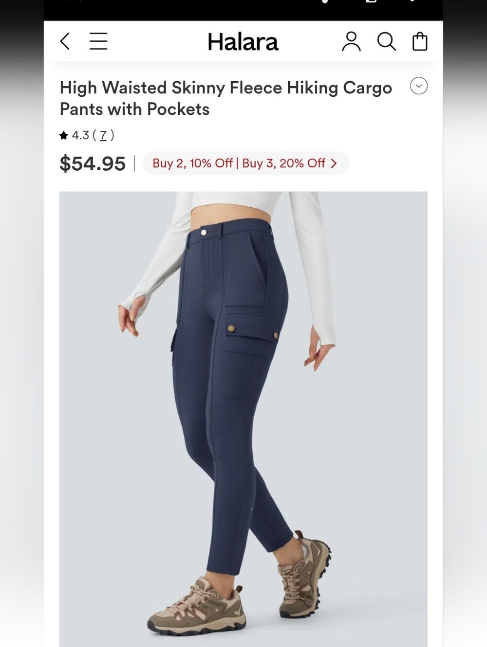 High Waisted Skinny Fleece Hiking Cargo Pants with Pockets